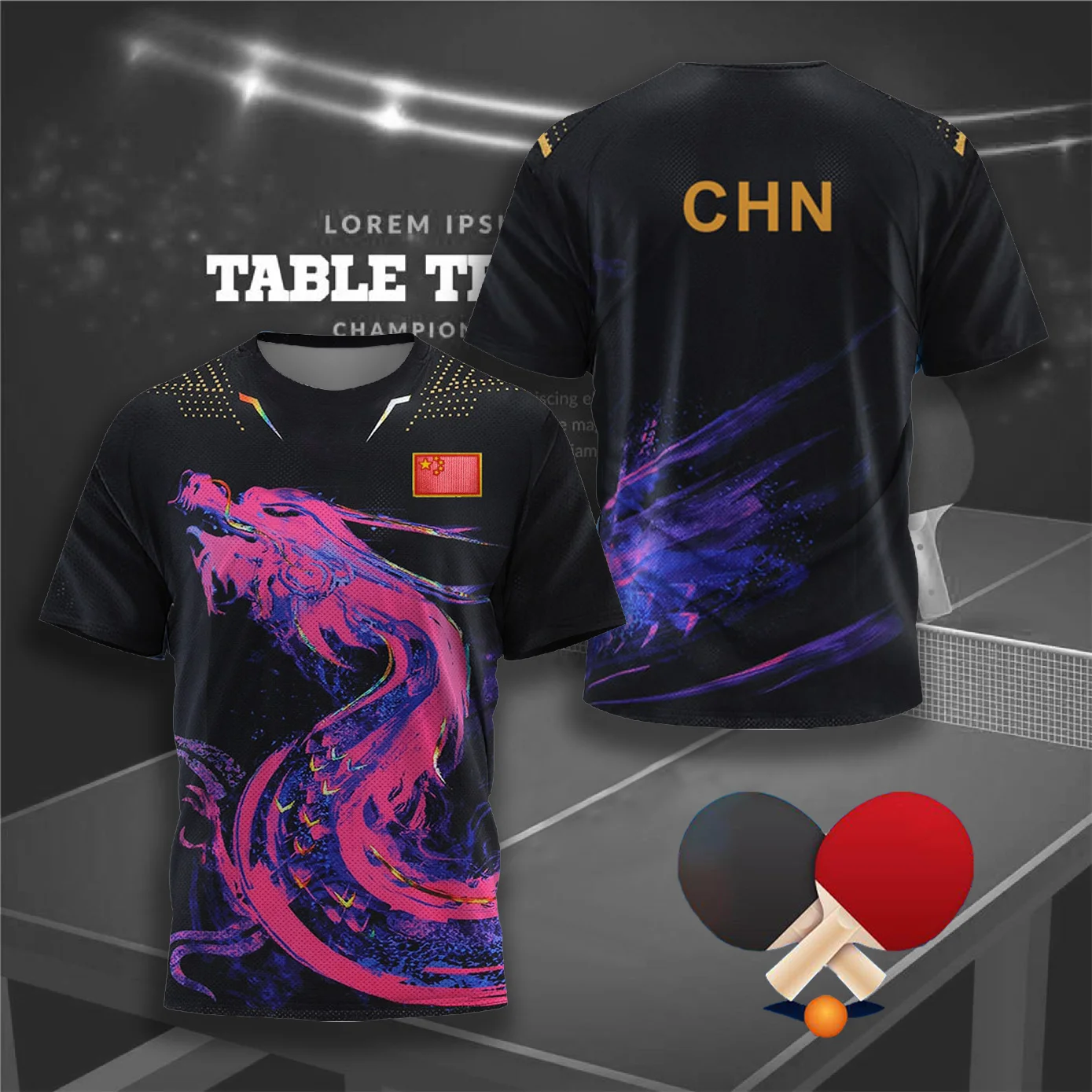 Table Tennis Graphics - CHINA Dragon Table Tennis Graphic T