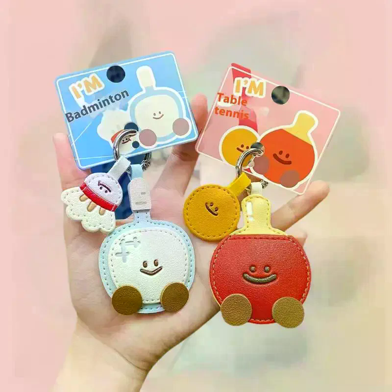 Cute Cartoon Leather Racket St - Table Tennis Keychain ulasan dan harga