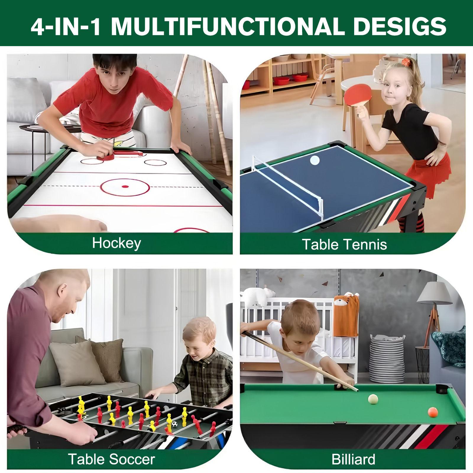4-In-1 Air Hockey Table Combo  - Table Tennis For Kids ulasan dan harga